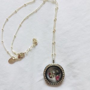 Origami Owl Teacher Necklace Locket, Charms Chain